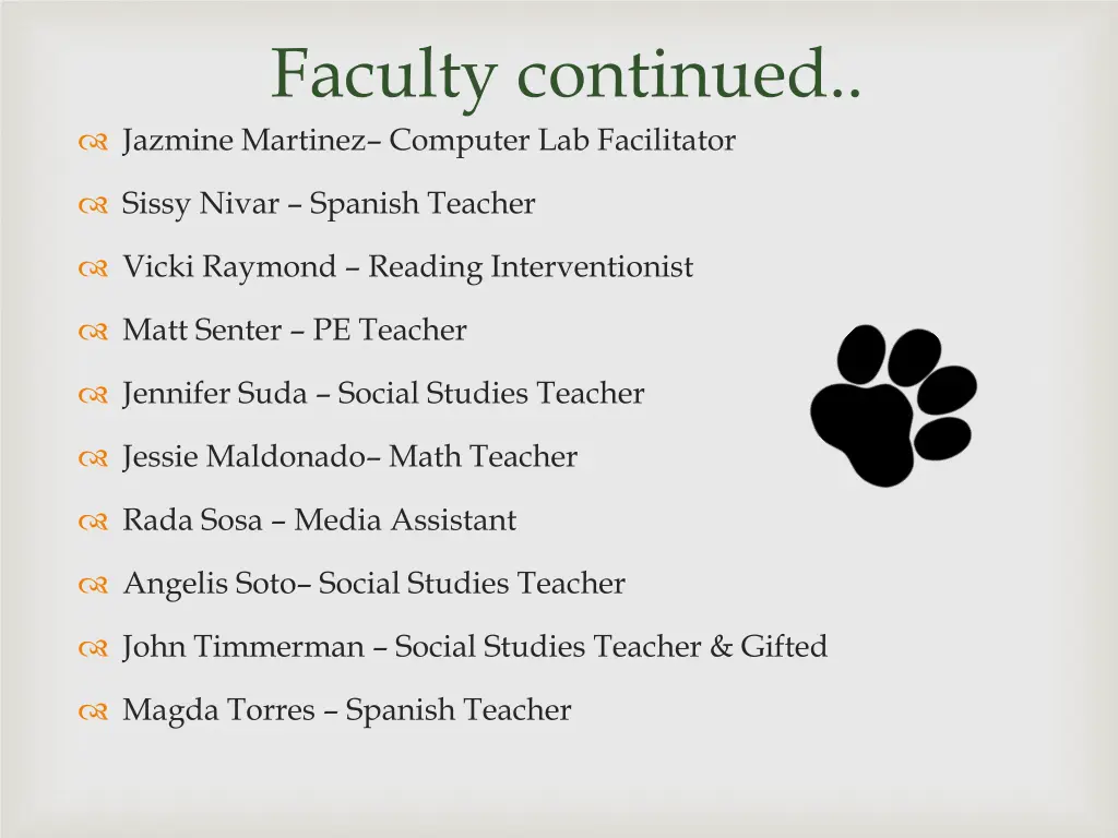 faculty continued