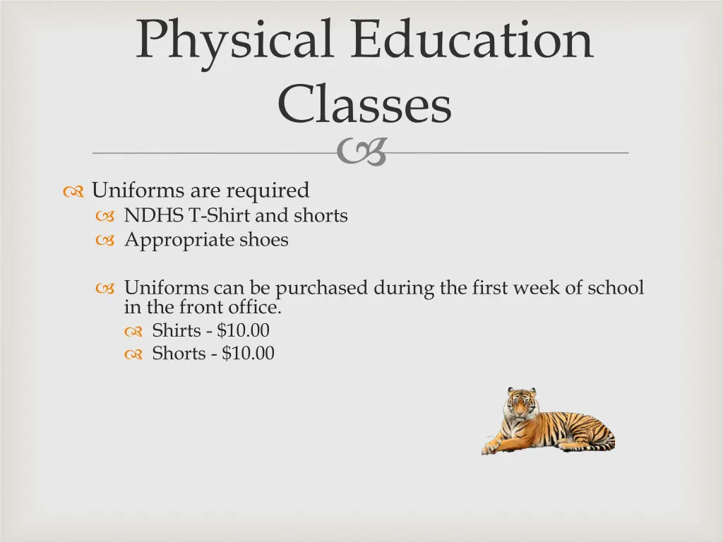 physical education classes