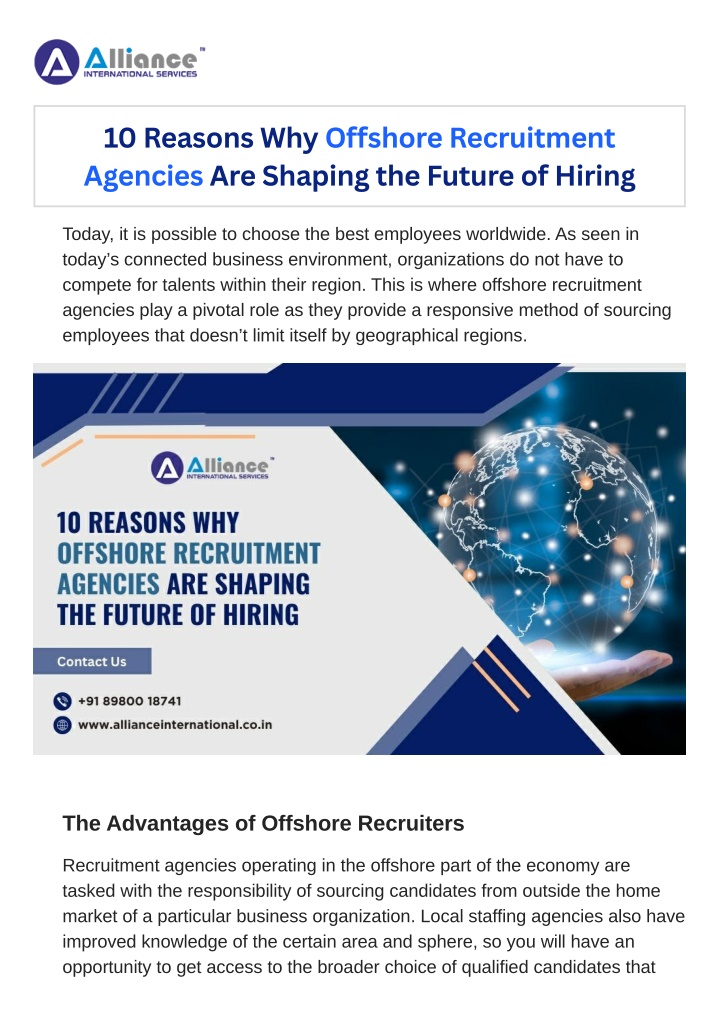 10 reasons why offshore recruitment agencies