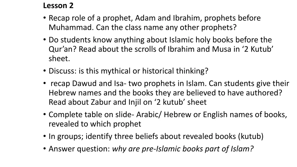 lesson 2 recap role of a prophet adam and ibrahim