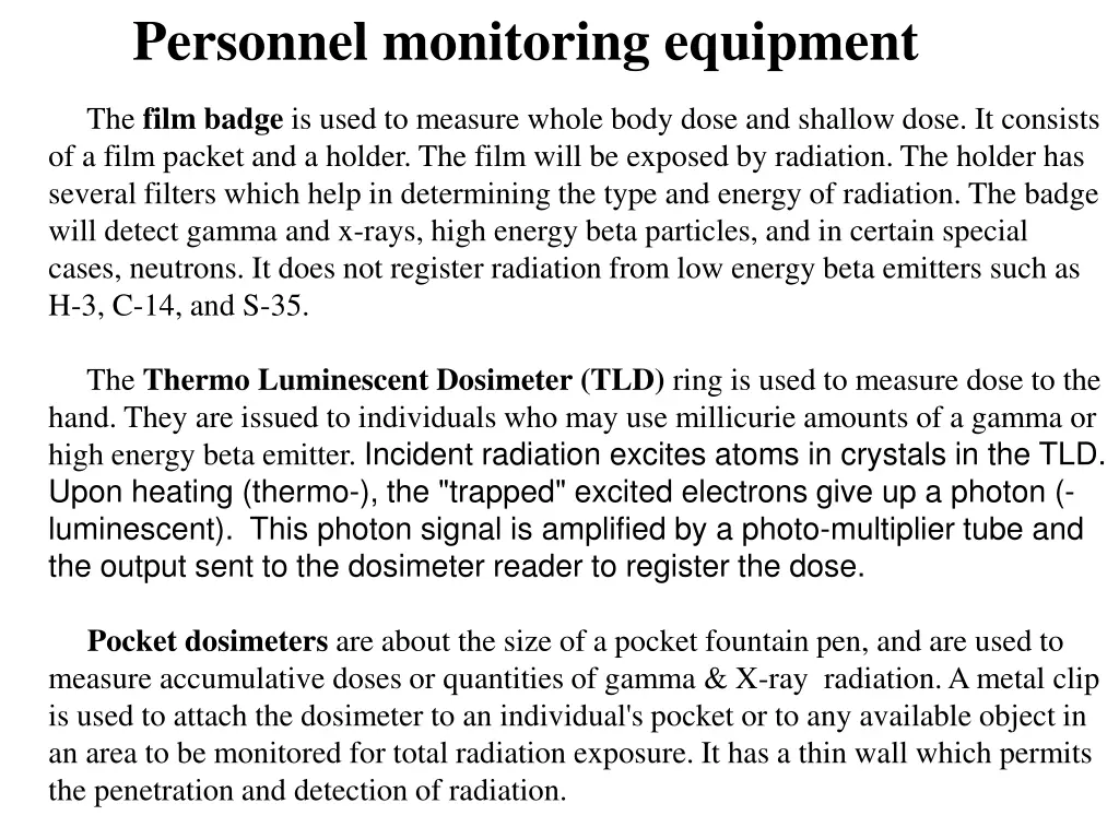 personnel monitoring equipment