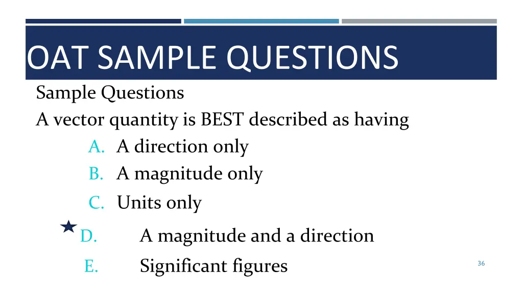 oat sample questions sample questions a vector