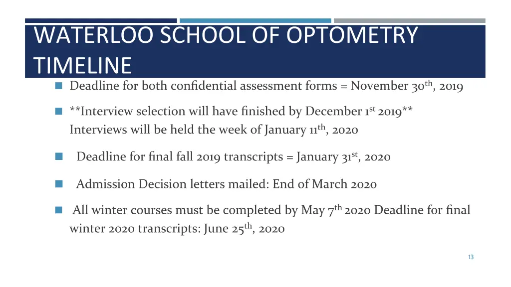 waterloo school of optometry timeline deadline