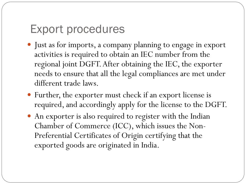 export procedures