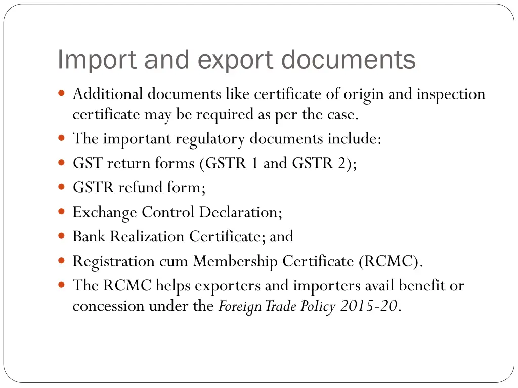 import and export documents 1