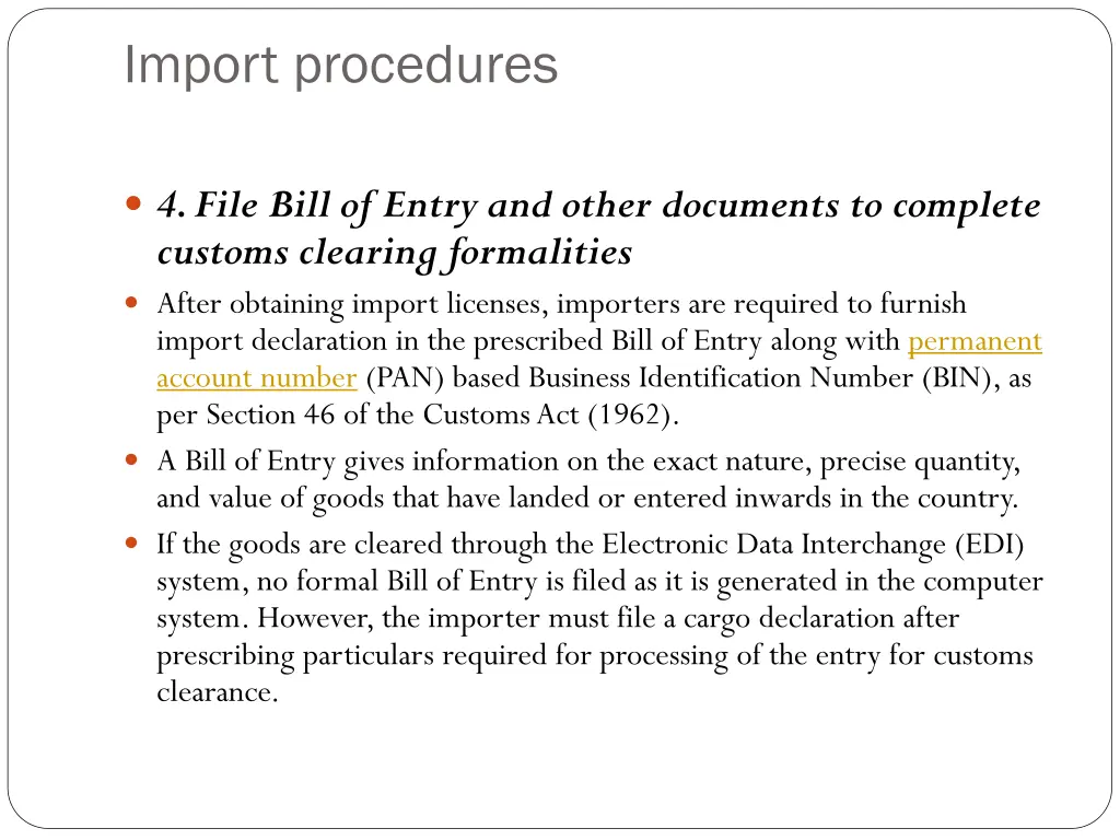 import procedures 1