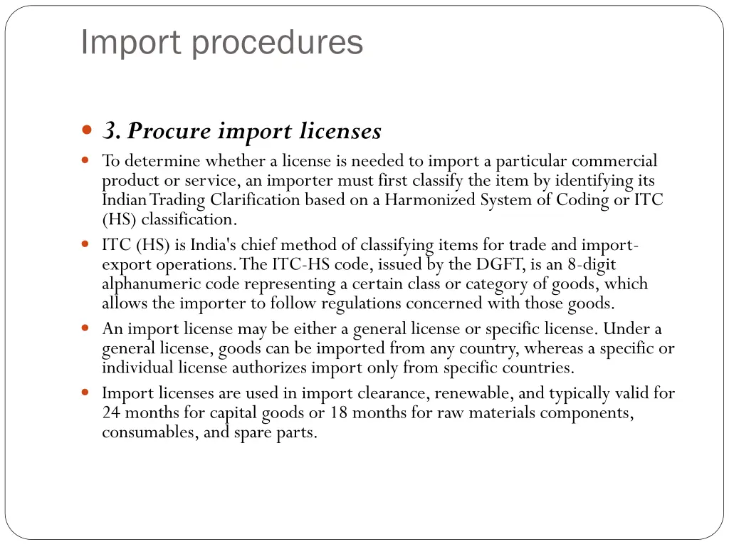 import procedures