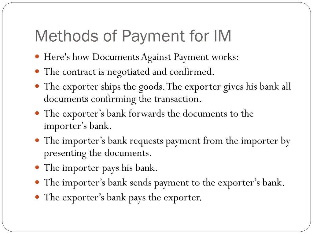 methods of payment for im 5