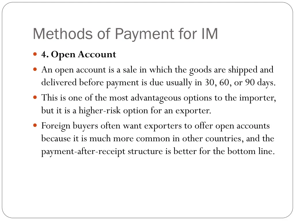 methods of payment for im 7