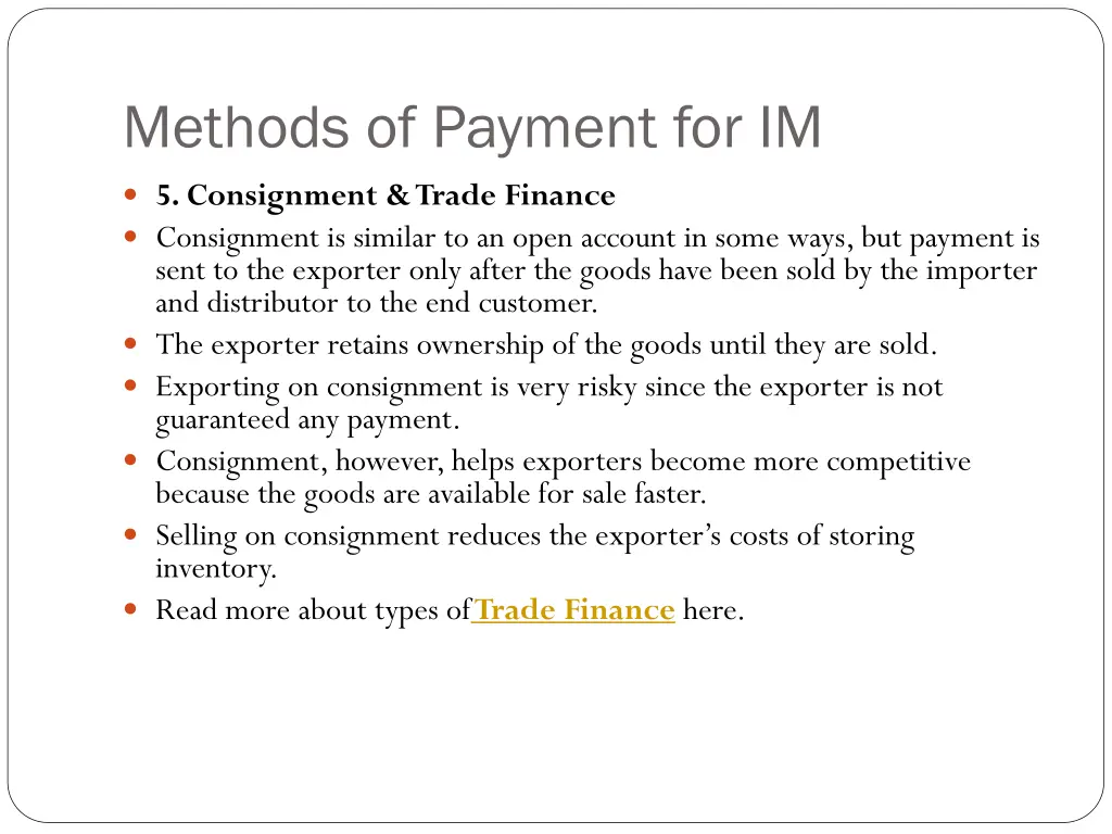 methods of payment for im 8