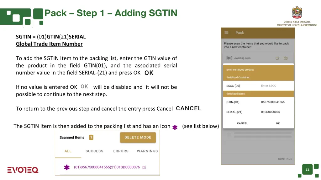 pack step 1 adding sgtin 1