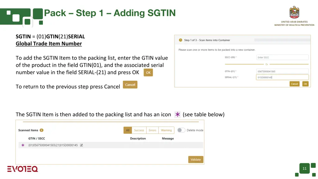 pack step 1 adding sgtin