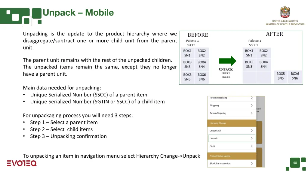 unpack mobile