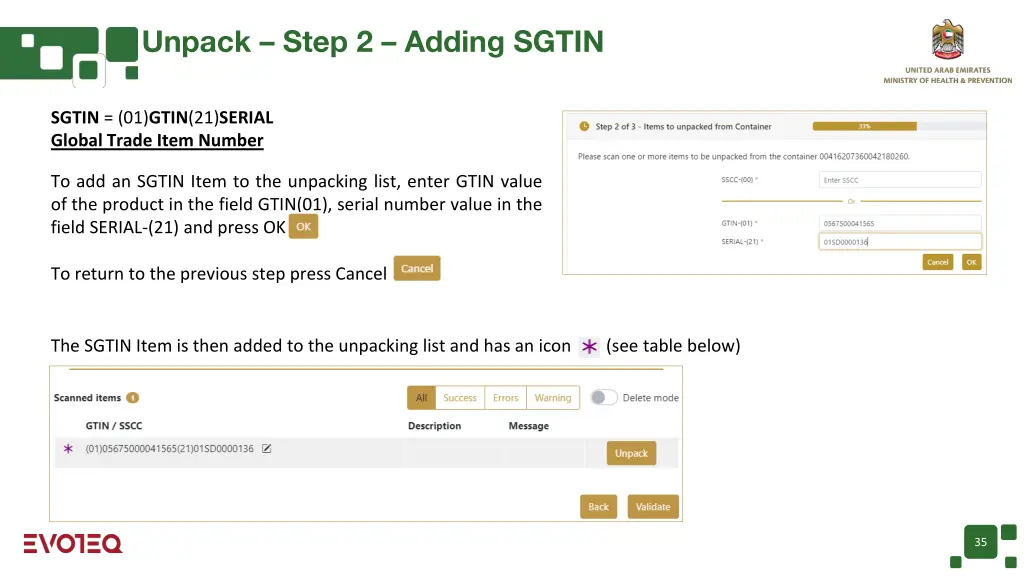 unpack step 2 adding sgtin