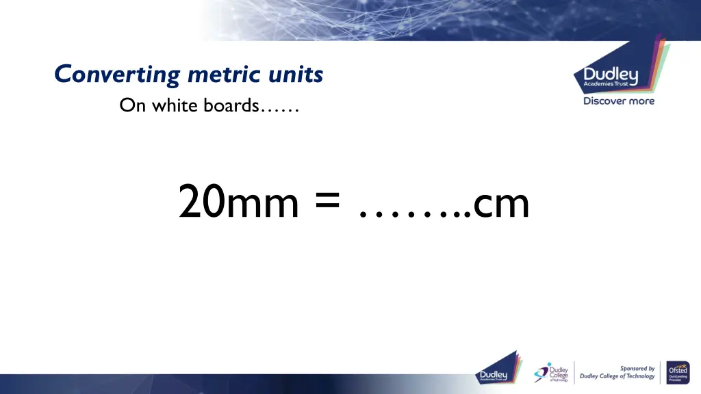 converting metric units on white boards