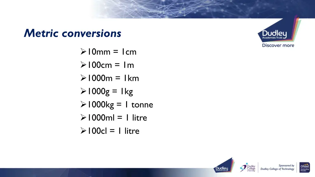 metric conversions