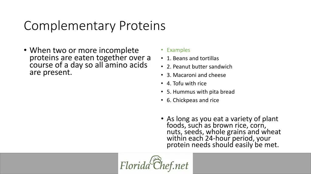 complementary proteins