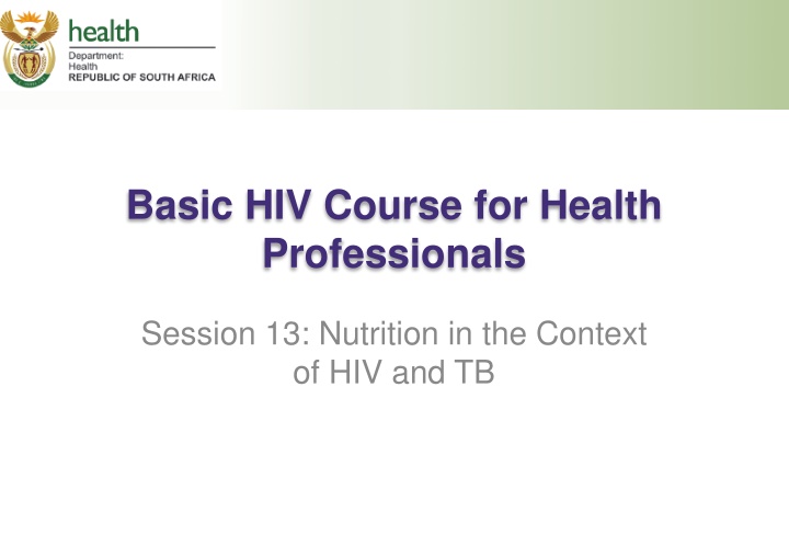 basic hiv course for health professionals