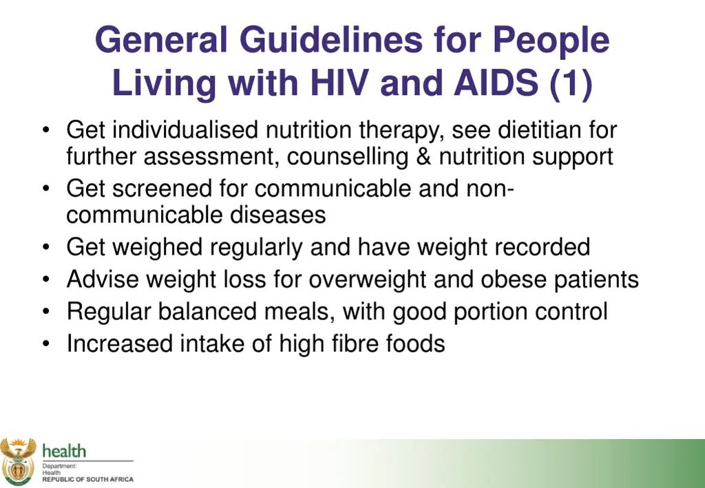 general guidelines for people living with