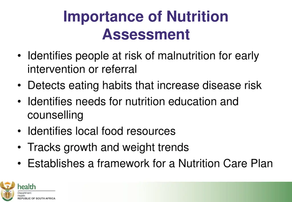 importance of nutrition assessment