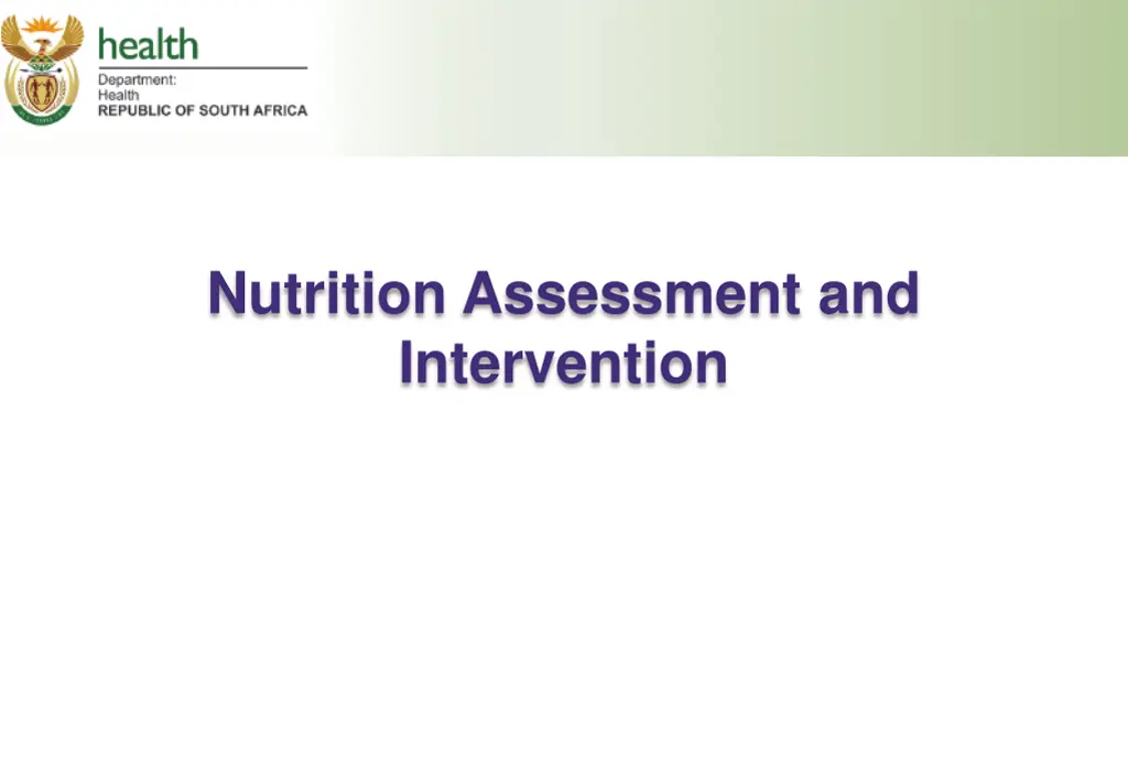 nutrition assessment and intervention