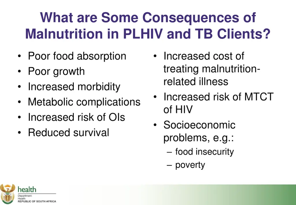 what are some consequences of malnutrition