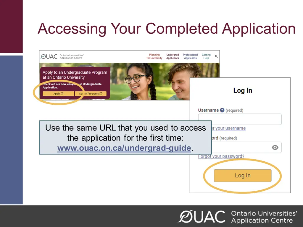 accessing your completed application