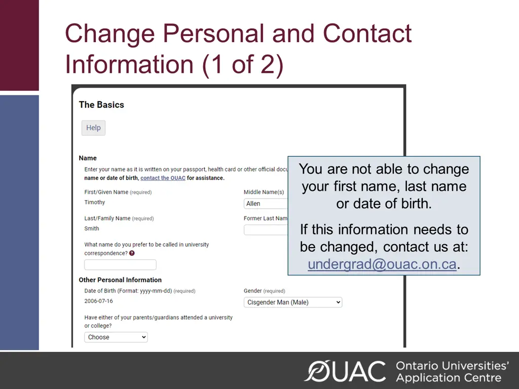 change personal and contact information 1 of 2