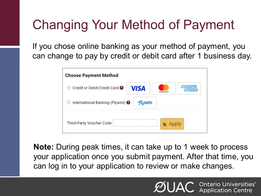 changing your method of payment