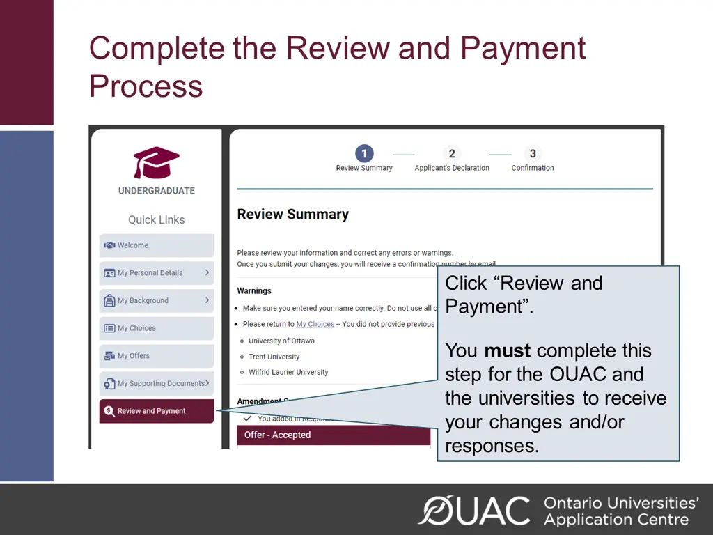 complete the review and payment process