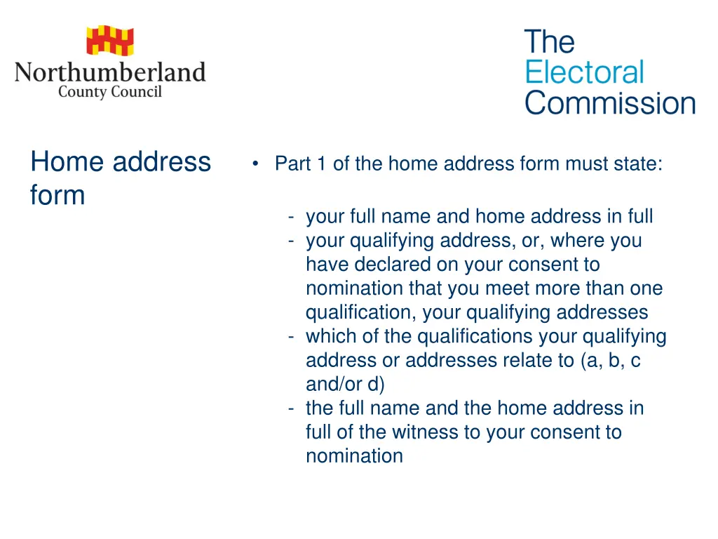 home address form 1