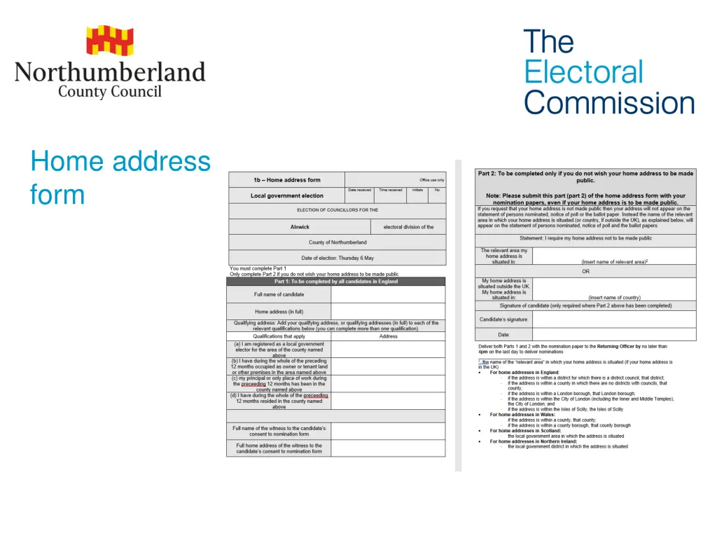 home address form