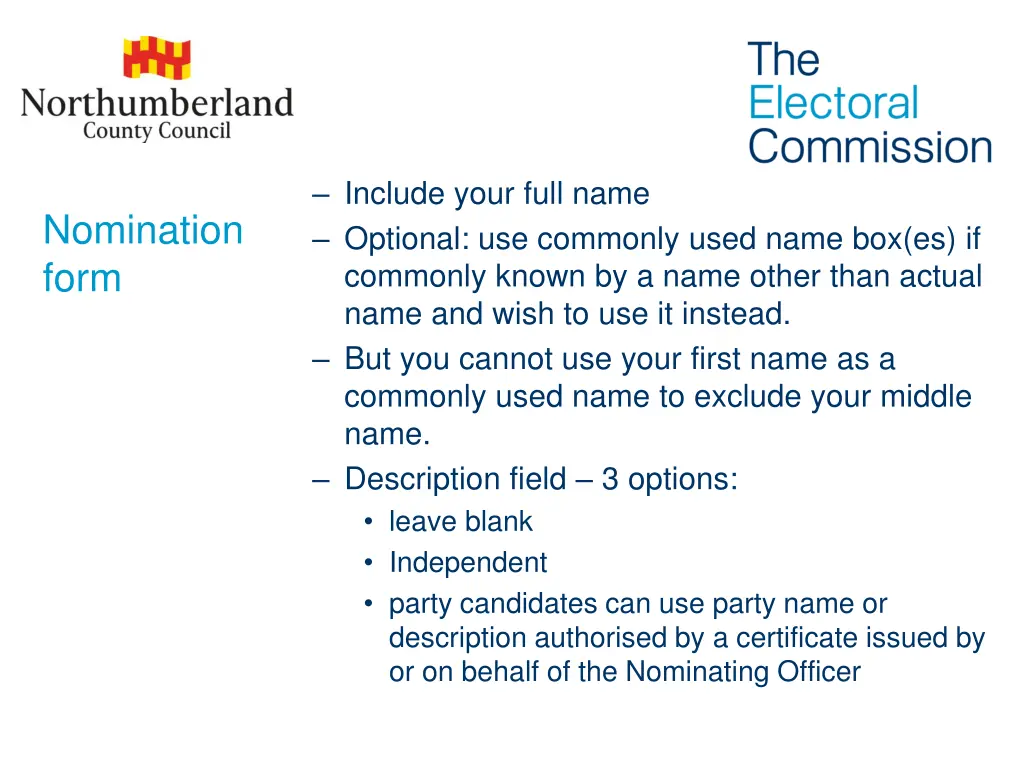 include your full name optional use commonly used