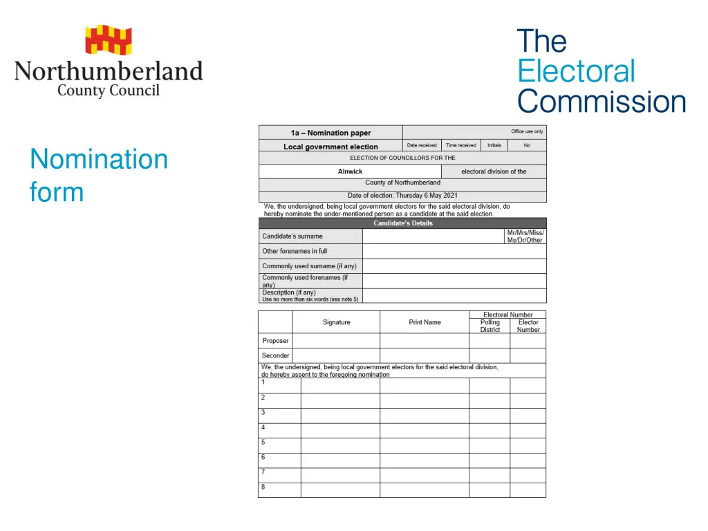 nomination form