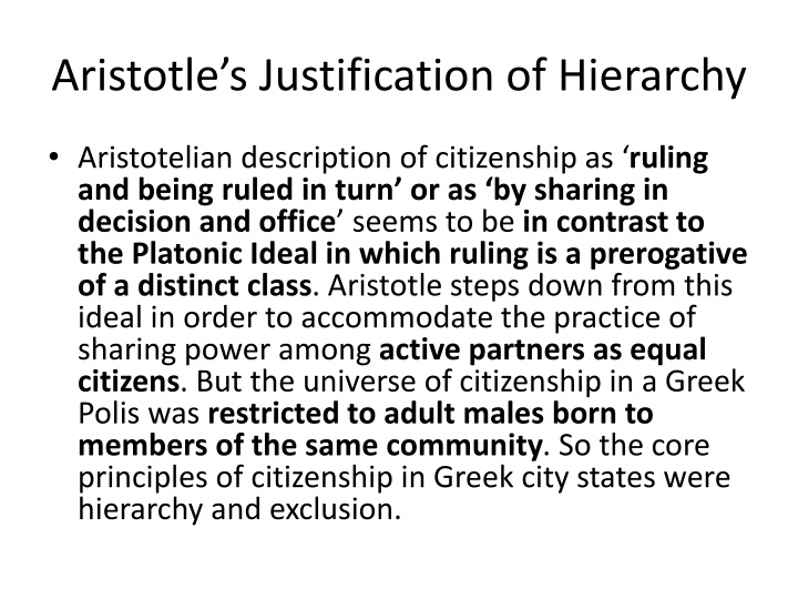 aristotle s justification of hierarchy