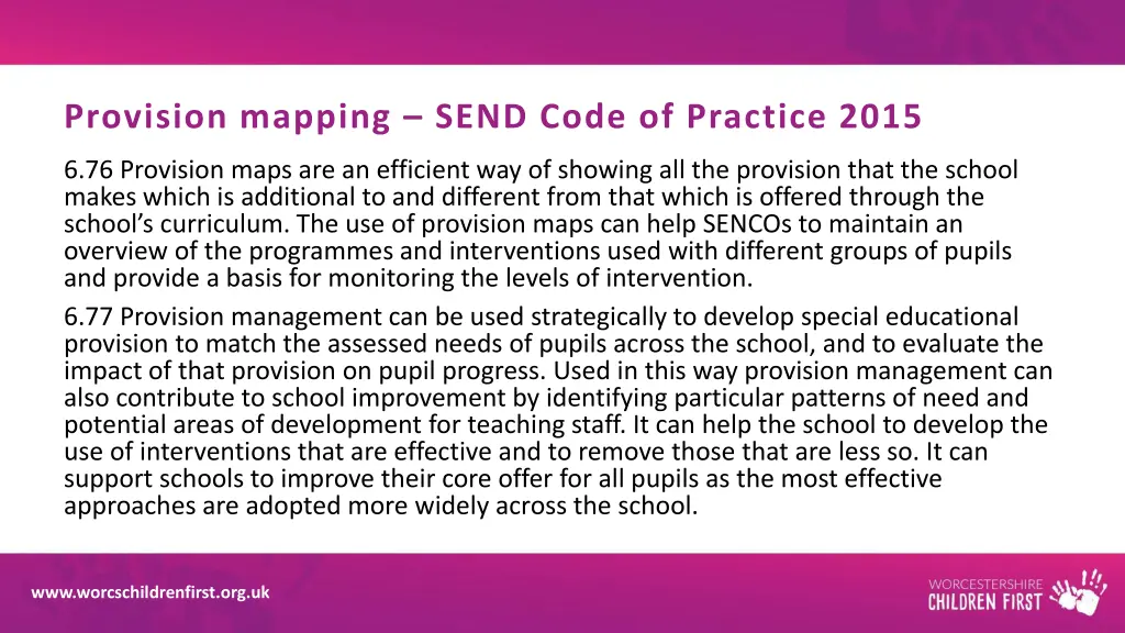 provision mapping send code of practice 2015