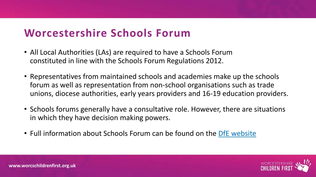 worcestershire schools forum