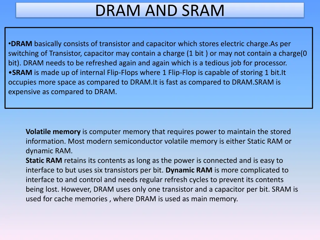 dram and sram