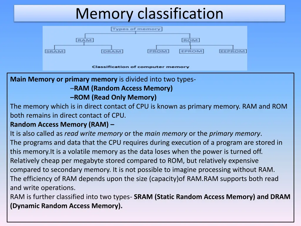 memory classification