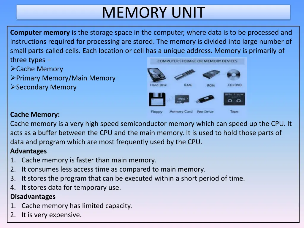 memory unit