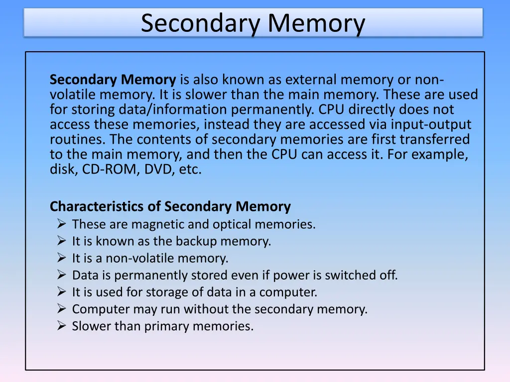 secondary memory