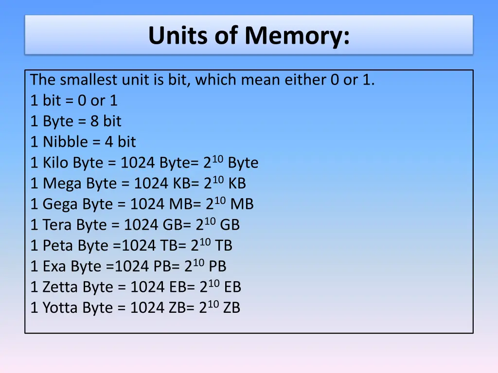 units of memory