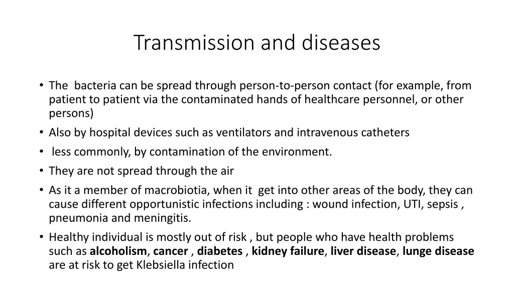 transmission and diseases