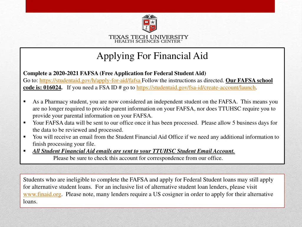 applying for financial aid