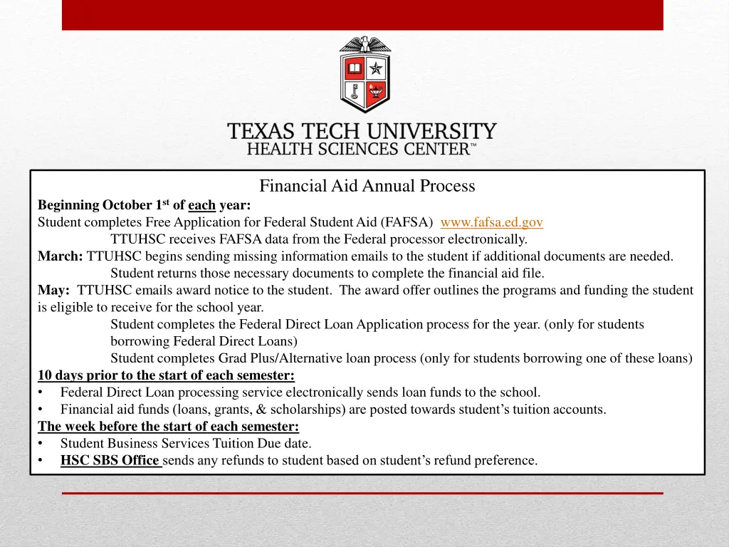 financial aid annual process