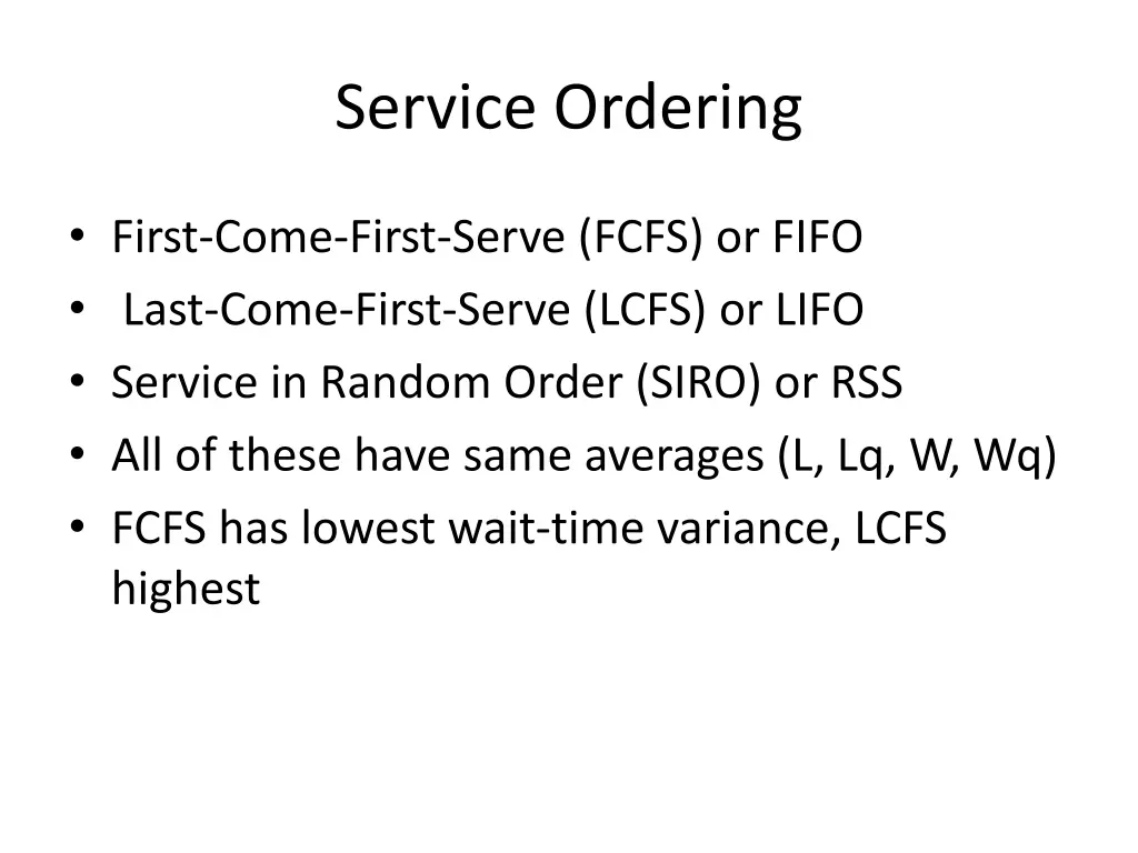 service ordering