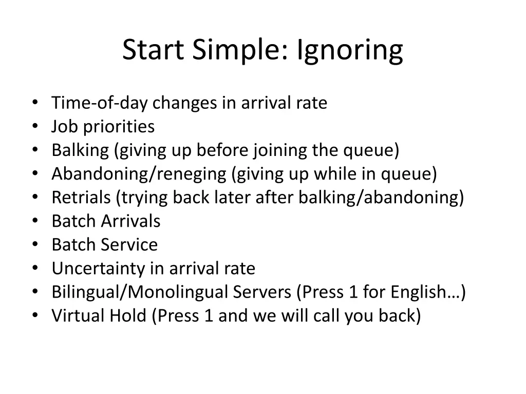 start simple ignoring