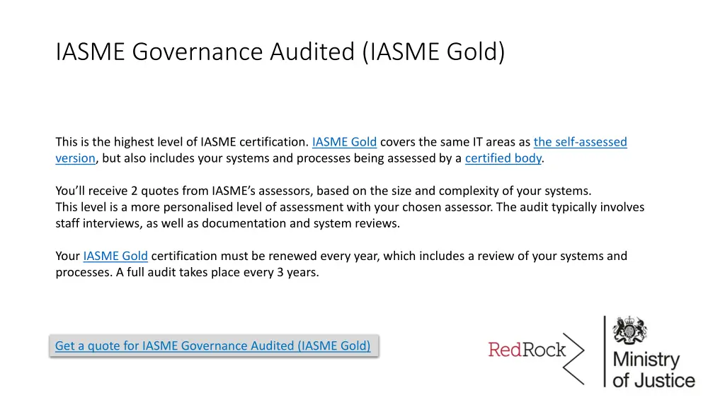 iasme governance audited iasme gold