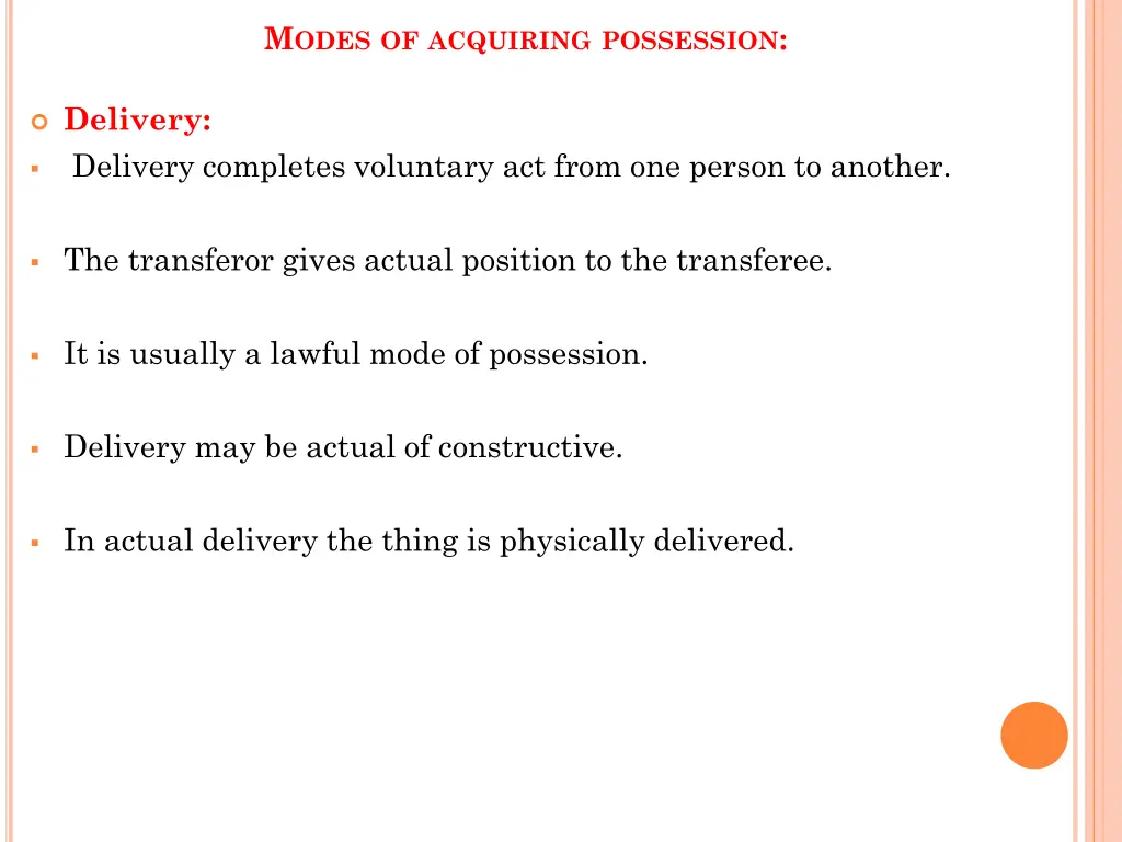 m odes of acquiring possession