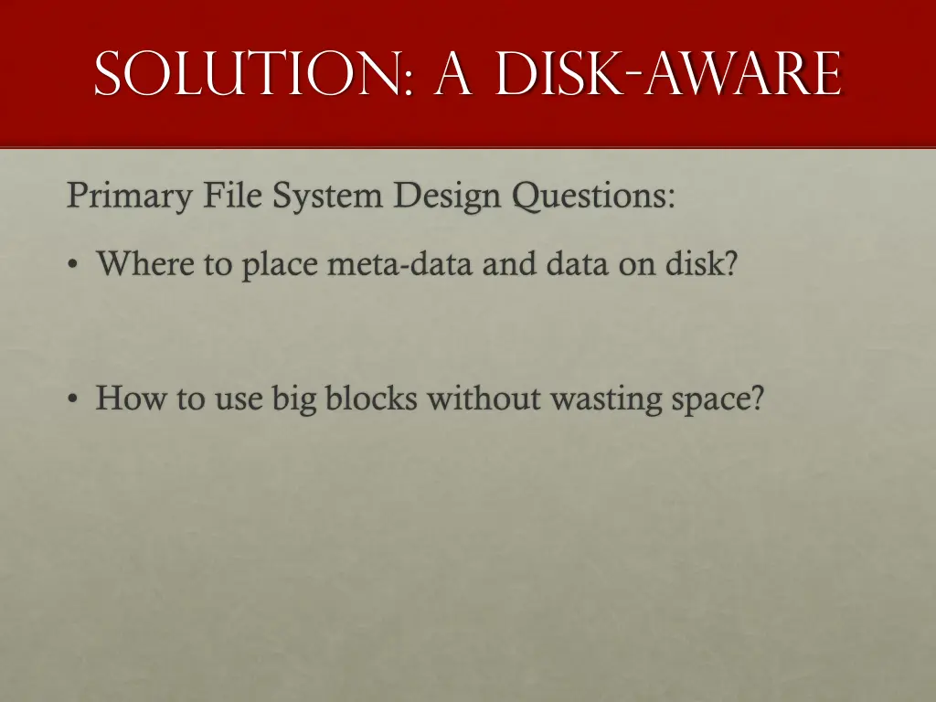 solution a disk aware